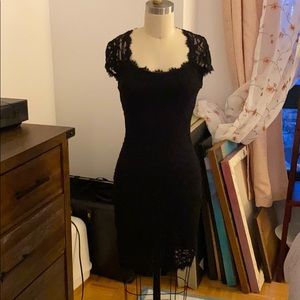 Black lace cut out back dress